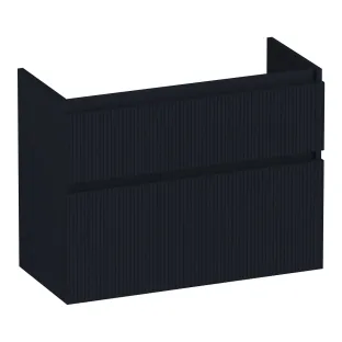 Brauer Delight Wavy wastafelonderkast ondiep - 80x39x60 cm - 2 laden greeploos - 1 sifonuitsparing - MDF gelakt - Mat Zwart