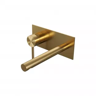 Brauer Edition inbouw wastafelmengkraan - rechte uitloop - afdekplaat - model A - hendel links - geborsteld goud PVD