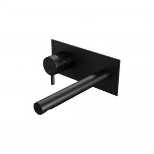 Brauer Edition inbouw wastafelmengkraan - rechte uitloop - afdekplaat - model B - hendel links - mat zwart