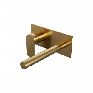 Brauer Edition inbouw wastafelmengkraan - rechte uitloop - afdekplaat - model C - hendel links - geborsteld goud PVD