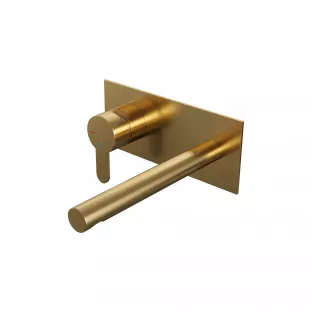 Brauer Edition inbouw wastafelmengkraan - rechte uitloop - afdekplaat - model D - hendel links - geborsteld goud PVD
