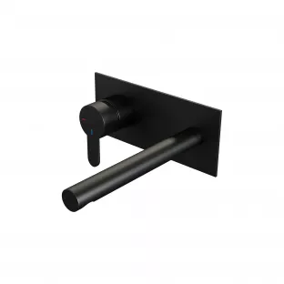 Brauer Edition inbouw wastafelmengkraan - rechte uitloop - afdekplaat - model D - hendel links - mat zwart