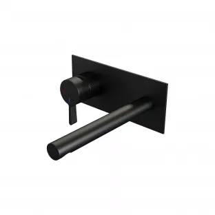 Brauer Edition inbouw wastafelmengkraan - rechte uitloop - afdekplaat - model E - hendel links - mat zwart