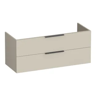 Brauer Elevate wastafelonderkast excl. opleggrepen - 120x46x50 cm - 2 laden greeploos - 1 sifonuitsparing - MDF gelakt - Mat Beige