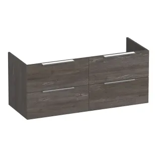 Brauer Elevate wastafelonderkast excl. opleggrepen - 120x46x50 cm - 4 laden greeploos - 2 sifonuitsparingen - MFC - Driftwood