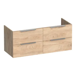 Brauer Elevate wastafelonderkast excl. opleggrepen - 120x46x50 cm - 4 laden greeploos - 2 sifonuitsparingen - MFC - Forest Wheat