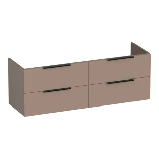 Brauer Elevate wastafelonderkast excl. opleggrepen - 140x46x50 cm - 4 laden greeploos - 2 sifonuitsparingen - MDF gelakt - Mat Mokka