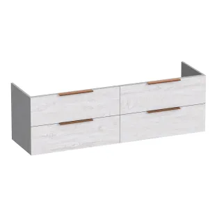 Brauer Elevate wastafelonderkast excl. opleggrepen - 160x46x50 cm - 4 laden greeploos - 2 sifonuitsparingen - MFC - Forest Seashell