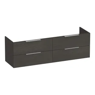 Brauer Elevate wastafelonderkast excl. opleggrepen - 160x46x50 cm - 4 laden greeploos - 2 sifonuitsparingen - MFC - Timber Anthracite