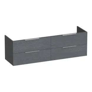 Brauer Elevate wastafelonderkast excl. opleggrepen - 160x46x50 cm - 4 laden greeploos - 2 sifonuitsparingen - MDF gelakt - Mat Grijs