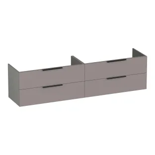 Brauer Elevate wastafelonderkast excl. opleggrepen - 200x46x50 cm - 4 laden greeploos - 2 sifonuitsparingen - MDF gelakt - Mat Taupe