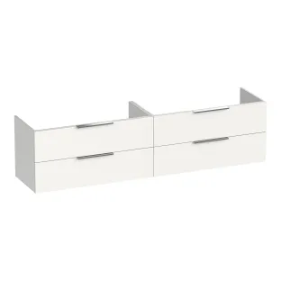 Brauer Elevate wastafelonderkast excl. opleggrepen - 200x46x50 cm - 4 laden greeploos - 2 sifonuitsparingen - MDF gelakt - Glans wit