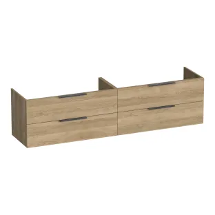 Brauer Elevate wastafelonderkast excl. opleggrepen - 200x46x50 cm - 4 laden greeploos - 2 sifonuitsparingen - MFC - Sunlit