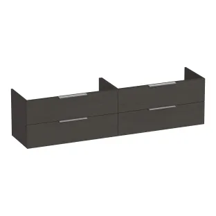 Brauer Elevate wastafelonderkast excl. opleggrepen - 200x46x50 cm - 4 laden greeploos - 2 sifonuitsparingen - MFC - Timber Anthracite