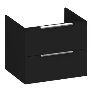Brauer Elevate wastafelonderkast excl. opleggrepen - 60x46x50 cm - 2 laden greeploos - 1 sifonuitsparing - MDF gelakt - Mat Zwart