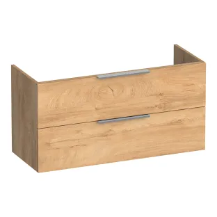 Brauer Elevate wastafelonderkast ondiep excl. opleggrepen - 100x39x50 cm - 2 laden greeploos - 1 sifonuitsparing - MFC - Forest Tan