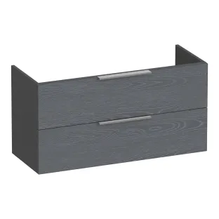 Brauer Elevate wastafelonderkast ondiep excl. opleggrepen - 100x39x50 cm - 2 laden greeploos - 1 sifonuitsparing - MFC - Timber Grey