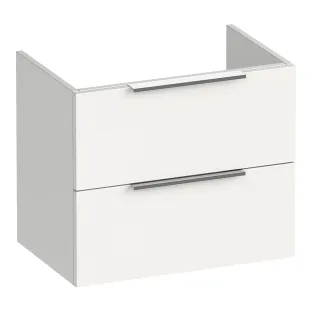 Brauer Elevate wastafelonderkast ondiep excl. opleggrepen - 60x39x50 cm - 2 laden greeploos - 1 sifonuitsparing - MDF gelakt - Glans wit