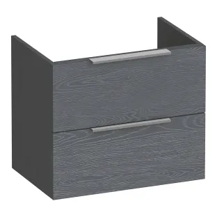 Brauer Elevate wastafelonderkast ondiep excl. opleggrepen - 60x39x50 cm - 2 laden greeploos - 1 sifonuitsparing - MDF gelakt - Mat Grijs
