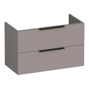 Brauer Elevate wastafelonderkast ondiep excl. opleggrepen - 80x39x50 cm - 2 laden greeploos - 1 sifonuitsparing - MDF gelakt - Mat Taupe