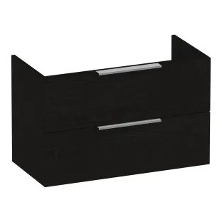 Brauer Elevate wastafelonderkast ondiep excl. opleggrepen - 80x39x50 cm - 2 laden greeploos - 1 sifonuitsparing - MFC - Timber Black