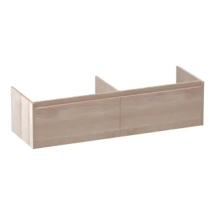 Brauer Embrace wastafelonderkast - 140x46x35 cm - 2 laden greeploos - 2 sifonuitsparingen - doorlopende lamellen - Massief eiken wit