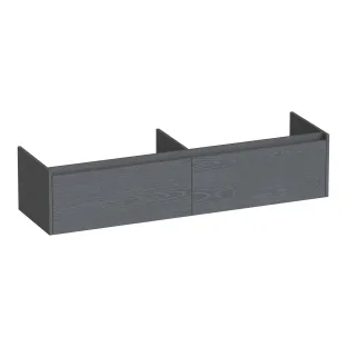 Brauer Embrace wastafelonderkast - 160x46x35 cm - 2 laden greeploos - 2 sifonuitsparingen - MFC - Timber Grey