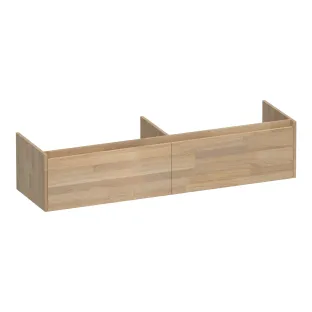 Brauer Embrace wastafelonderkast - 160x46x35 cm - 2 laden greeploos - 2 sifonuitsparingen - Vingerlas eiken grijs
