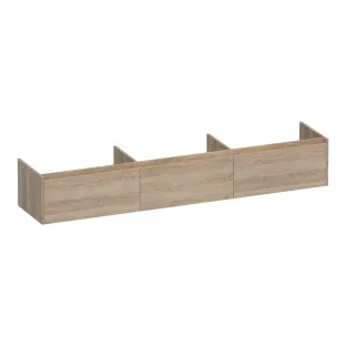 Brauer Embrace wastafelonderkast - 220x46x35 cm - 3 laden greeploos - 0 sifonuitsparingen - MFC - Sunlit