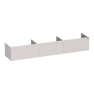 Brauer Embrace Wavy wastafelonderkast - 220x46x35 cm - 3 laden greeploos - 0 sifonuitsparingen - MDF gelakt - Mat Zand
