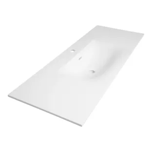 Brauer Glacier wastafel - fine stone - 120x46 cm - 1 wasbak - 1 kraangat - Mat wit