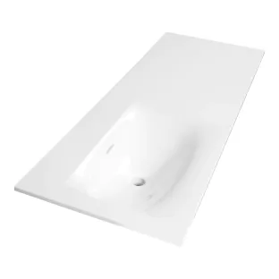 Brauer Glacier wastafel links - fine stone - 120x46 cm - 1 wasbak - 0 kraangaten - Glans wit
