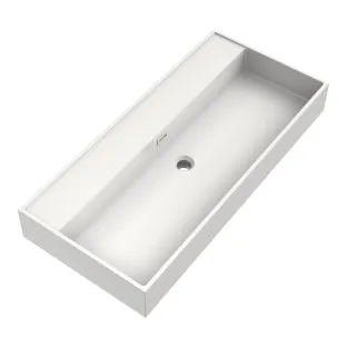 Brauer Gravity wastafel - mineraalmarmer - 100x46 cm - 1 wasbak - 0 kraangaten - Glans wit
