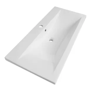 Brauer Halo wastafel - keramiek - 100x46 cm - 1 wasbak - 1 kraangat - Glans wit