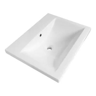 Brauer Halo wastafel - keramiek - 60x46 cm - 1 wasbak - 0 kraangaten - Glans wit