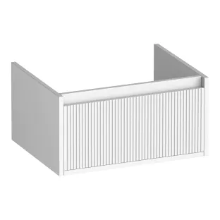 Brauer Hope Wavy wastafelonderkast - 60x46x30 cm - 1 lade greeploos - 1 sifonuitsparing - MDF gelakt - Mat Wit