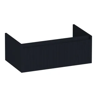 Brauer Hope Wavy wastafelonderkast - 80x46x30 cm - 1 lade greeploos - 1 sifonuitsparing - MDF gelakt - Mat Zwart
