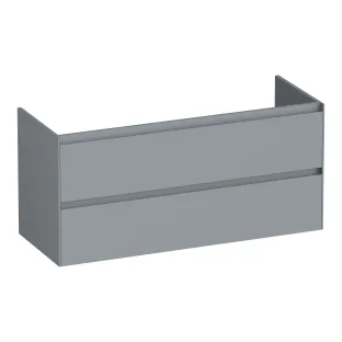 Brauer Inspire wastafelonderkast - 120x46x55 cm - 2 laden greeploos - 1 sifonuitsparing - MDF gelakt - Mat Grijs