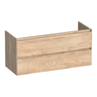 Brauer Inspire wastafelonderkast - 120x46x55 cm - 2 laden greeploos - 1 sifonuitsparing - MFC - Forest Wheat