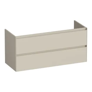 Brauer Inspire wastafelonderkast - 120x46x55 cm - 2 laden greeploos - 2 sifonuitsparingen - MDF gelakt - Mat Beige