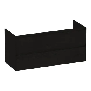 Brauer Inspire wastafelonderkast - 120x46x55 cm - 2 laden greeploos - 2 sifonuitsparingen - MFC - Timber Black