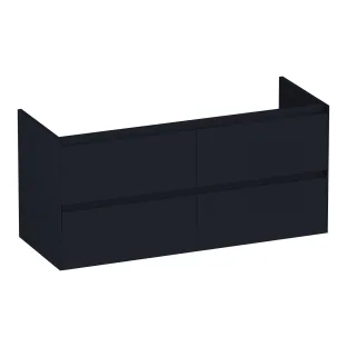 Brauer Inspire wastafelonderkast - 120x46x55 cm - 4 laden greeploos - 2 sifonuitsparingen - MDF gelakt - Mat Zwart
