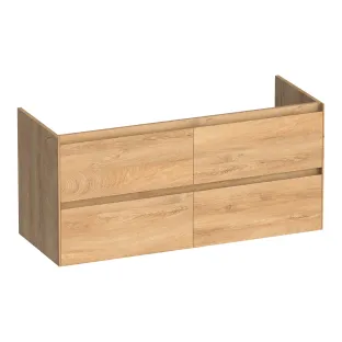 Brauer Inspire wastafelonderkast - 120x46x55 cm - 4 laden greeploos - 2 sifonuitsparingen - MFC - Forest Tan