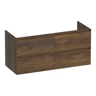 Brauer Inspire wastafelonderkast - 120x46x55 cm - 4 laden greeploos - 2 sifonuitsparingen - MFC - Grove
