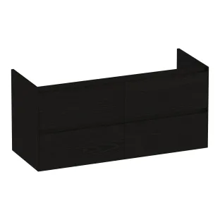 Brauer Inspire wastafelonderkast - 120x46x55 cm - 4 laden greeploos - 2 sifonuitsparingen - MFC - Timber Black