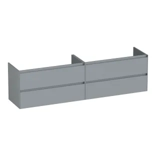 Brauer Inspire wastafelonderkast - 200x46x55 cm - 4 laden greeploos - 2 sifonuitsparingen - MDF gelakt - Mat Grijs