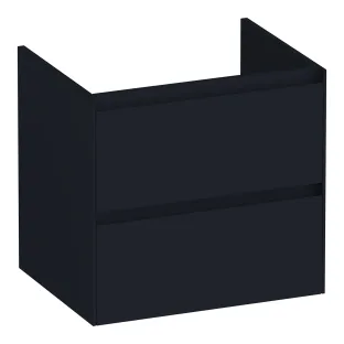 Brauer Inspire wastafelonderkast - 60x46x55 cm - 2 laden greeploos - 1 sifonuitsparing - MDF gelakt - Mat Zwart