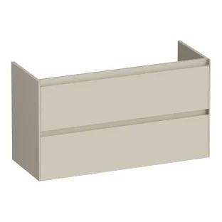 Brauer Inspire wastafelonderkast ondiep - 100x39x55 cm - 2 laden greeploos - 1 sifonuitsparing - MDF gelakt - Mat Beige