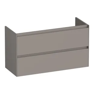 Brauer Inspire wastafelonderkast ondiep - 100x39x55 cm - 2 laden greeploos - 1 sifonuitsparing - MDF gelakt - Mat Taupe