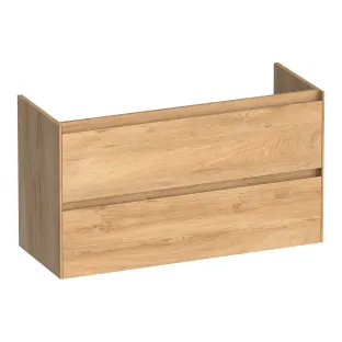 Brauer Inspire wastafelonderkast ondiep - 100x39x55 cm - 2 laden greeploos - 1 sifonuitsparing - MFC - Forest Tan